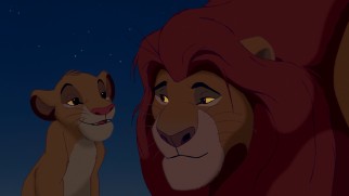 Simba and Mufasa have a tender father-son moment in the early parts of "The Lion King."