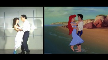 Sherri Stoner and Joshua Finkel's live-action reference is compared to the corresponding Ariel and Eric embrace in "Under the Scene."