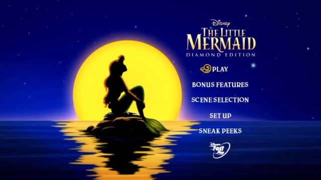 The Little Mermaid's Diamond Edition Blu-ray and DVD menus opt for beautiful understatement.
