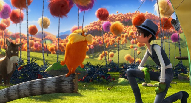 After chopping down a Truffula tree, the Once-ler comes face to face with the magically summoned forest spokesman the Lorax.