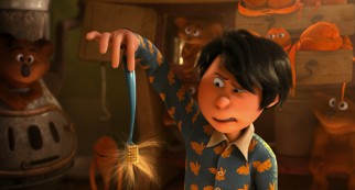 The young Once-ler is a little grossed out by how The Lorax has used his toothbrush.