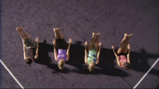Emily, Payson, Lauren, and Kaylie perform leg raises as part of their day-long punishment for attending a keg party.