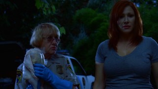 The Everglades are in good hands with park rangers Terry O'Hara (Tiffany) and Angie Polk (Kathryn Joosten) feeding steroid-injected chickens to the gators.