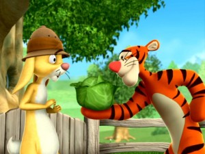In "Tigger’s Delivery Service," Tigger astounds Rabbit with his quick lettuce-catching reflexes.