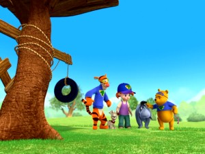 Everyone's got an idea for what Eeyore's new house should be. (Tigger likes the idea of a swinging tire.) But does anyone care what the fussy donkey likes? Oh bother.