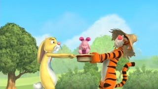 When poor Piglets home happens to sit right on the infamous white line, the leaders of both sides (Rabbit and Tigger) fight over his support.