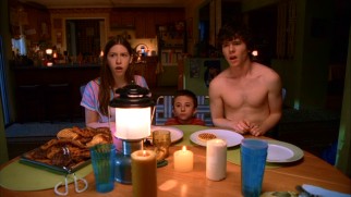 Already bummed by the loss of power and a freezer-emptying dinner, the three Heck children (Sue, Brick, and Axl) do not take kindly to their parents' plan to drop cable.