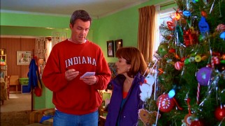 With the tree up and decorated, a calm Mike checks one more item off his Christmas task list, to Frankie's irking.