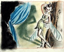 Tinker Bell is seen as a brunette in this piece of concept artwork, found in the Platinum Edition DVD's extensive Disc 2 galleries.