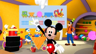 Do you see anything resembling the orange triangle train car that Mickey is pointing to? You do? Oh, boy!