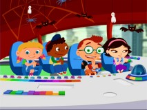 In the name of candy, Annie, Quincy, Leo, and June quietly clap their way past a Buckingham Palace guard in "A Little Einsteins Halloween."