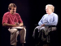 Robin Williams interviews Mrs. Doubtfire in the promotional featurette "Meet Mrs. Doubtfire."