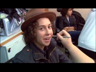 Nat Wolff gets his cheek brushed by hair & make-up. You should probably put your shades on if you intend to keep looking at this much star power.