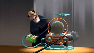 The movie's villain, Bowler Hat Guy, tries to take credit for the Memory Scanner that Lewis invented.