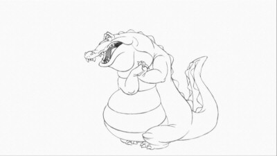 Test animation of trumpet-playing alligator Louis is seen in the DVD's deleted scenes section.