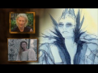 Tilda Swinton shares thoughts on her character, while concept art shares the screen and the movie itself continues to play in "Visualizing The Lion, The Witch and The Wardrobe."