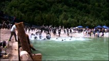 "Big Movie Comes to a Small Town" shows us the climactic river scene being filmed in Bovec, Slovenia.