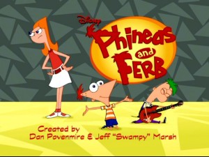 Candace tattles to off-screen mother about how Phineas and Ferb are creating their own title sequence.