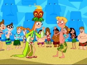 In one of her few moments of happiness, Candace dances with her crush, Jeremy, at her brothers' beach party.
