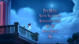 The DVD's sparsely-animated main menu takes us to the balcony wish-making scene focused upon in the movie's trailers.