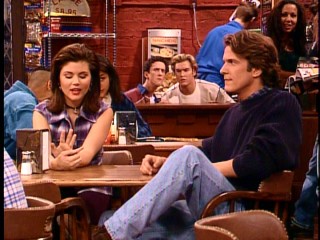 Professor Lasky came between longtime sweethearts Zack (Mark-Paul Gosselaar) and Kelly (Tiffani-Amber Thiessen), prompting this Student Union espionage in the episode "Kelly and the Professor."