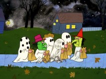 Six of the Peanuts gang goes trick-or-treating on Halloween including holey ghost Charlie Brown, crabby witch Lucy, and the ever-filthy Pigpen.