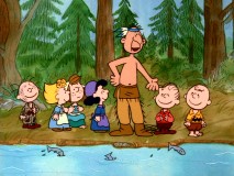 Squanto towers over the Peanuts gang, as one of several adults fully seen and intelligibly heard in "The Mayflower Voyagers."
