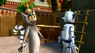King Julien quickly warms to the idea of a robot mirroring his every action in "Lemur See, Lemur Do."