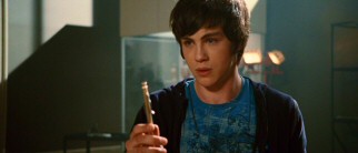 With his demigod nature just revealed, Percy Jackson (Logan Lerman) is handed a special pen for emergency use.