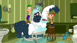 The Bowling for Soup-performed "Phineas and Ferb" theme tune gets a wintry update in the Christmas special's opening song, presented here with Christmas-Perry-Oki lyric subtitles.