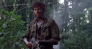 In one of several ways "Platoon" reminding us of his father's "Apocalypse Now" from seven years earlier, Charlie Sheen seems to lose his mind while preparing to terminate with extreme prejudice in the closing moments.