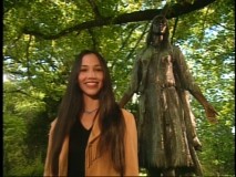 Irene Bedard (the voice of Pocahontas) hosts "The Making of Pocahontas." Here she stands in front of a statue of the real Pocahontas in Jamestown, Virginia.