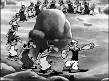 Fourteen Native Americans are no match for Popeye's brute force in "I Yam What I Yam."