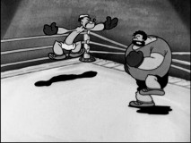 It's fight night at Yank'em Stadium and all eyes are on boxers Popeye and Bluto.
