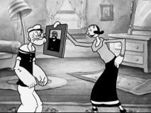 Olive is reluctant to give up her love of Barnacle Bill for Popeye.