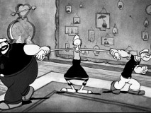 Bluto and Popeye both pull on the same bride (Olive Oyl) in "For Better or Worser."