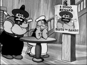 Something's fishy about Popeye's company in the Mexican bar seen in "Blow Me Down!"