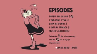 Olive Oyl is lovestruck on the first of twelve pink-colored Episodes menus that are spread over the four discs.