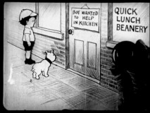 Bobby Bumps and his dog Fido accept employment in a diner kitchen in Disc 2's Bray Studio short "Bobby Bumps Puts a Beanery on the Bum."