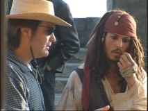 Johnny Depp in character on the set in "Becoming Captain Jack."