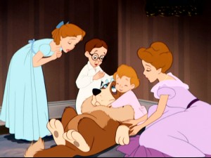 At the beginning of "Peter Pan", life in the Darling home seems pretty unextraordinary. Well aside from the fact that Nana is, in fact, a dog.