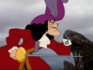 Captain Hook has a hook for one hand, while the other wields a sword. Either way, he can cut ya.