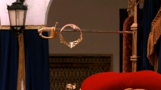 Princess Rosalinda barely escaped this sword as it hurled toward her, but her crown wasn't so lucky.