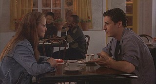 Elizabeth and Rafe have a first encounter with each other at the campus caf.