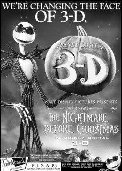An ad for "The Nightmare Before Christmas" in Disney Digital 3-D