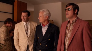 Don (Jon Hamm), Roger (John Slattery), and Harry (Rich Sommer) bask in the warm glow of a California sales trip.