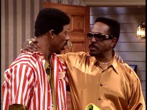 The real Ike Turner surprises Orlando Jones as he portrays him as a pizza man.