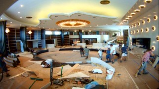 Time-lapse photography shows the Miramar Playa's impressive lobby being constructed in "Building an Empire."