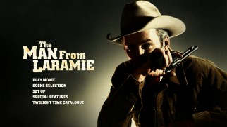 The Man from Laramie's basic Blu-ray menu is adapted from the cover art.