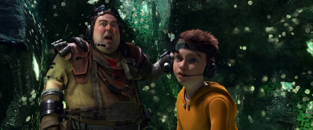 Gribble (Dan Fogler) and Milo (Seth Green/Dusky) are caught in a moment of friendship in a sparkly emerald cave of Mars.